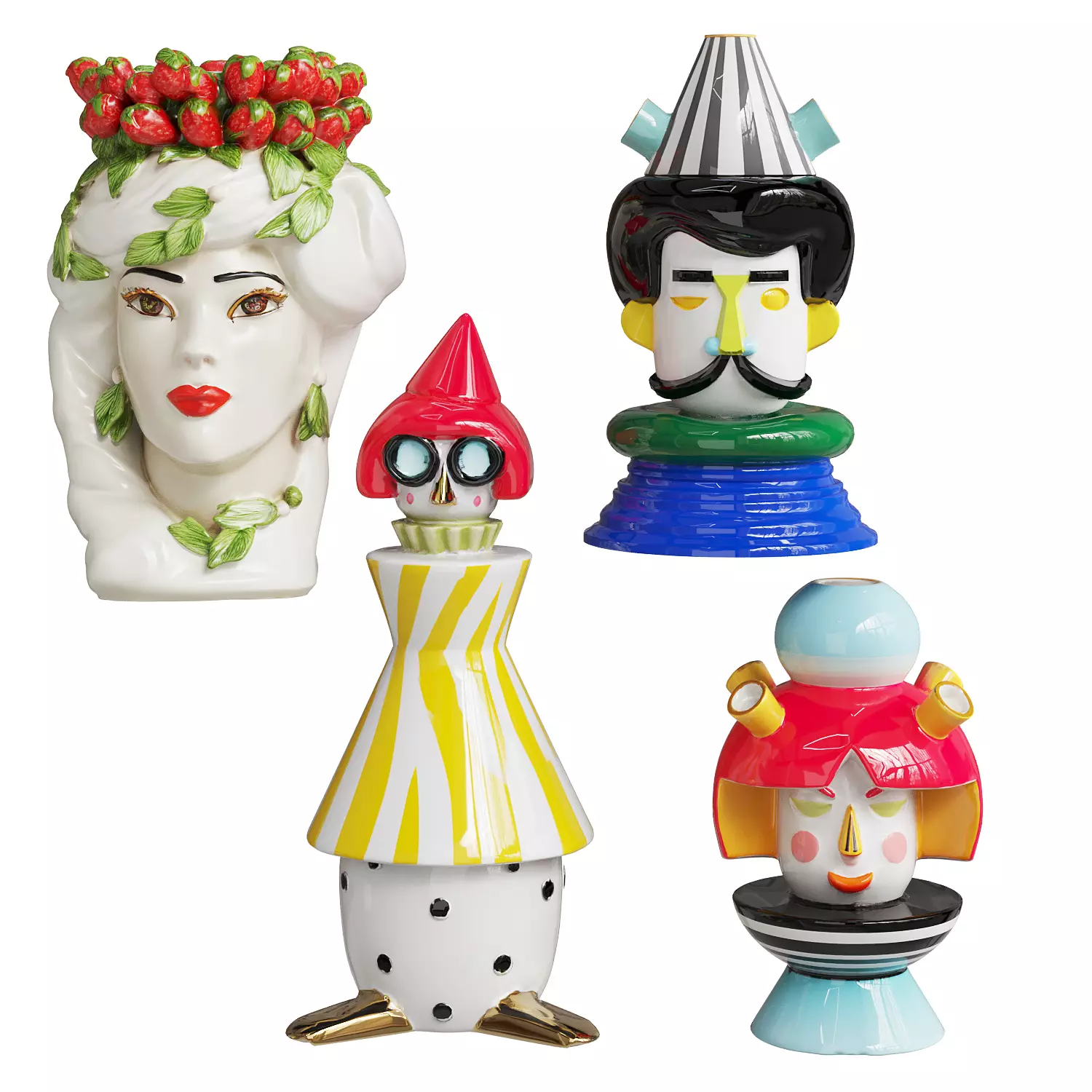 Vases Loft 1 - Artistic Eclectic Ceramic Head Set 3D model