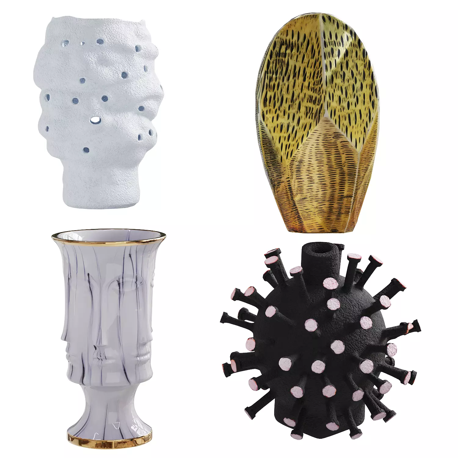 L Vases 1 - Modern Sculptural Ceramic Vase Set 3D model