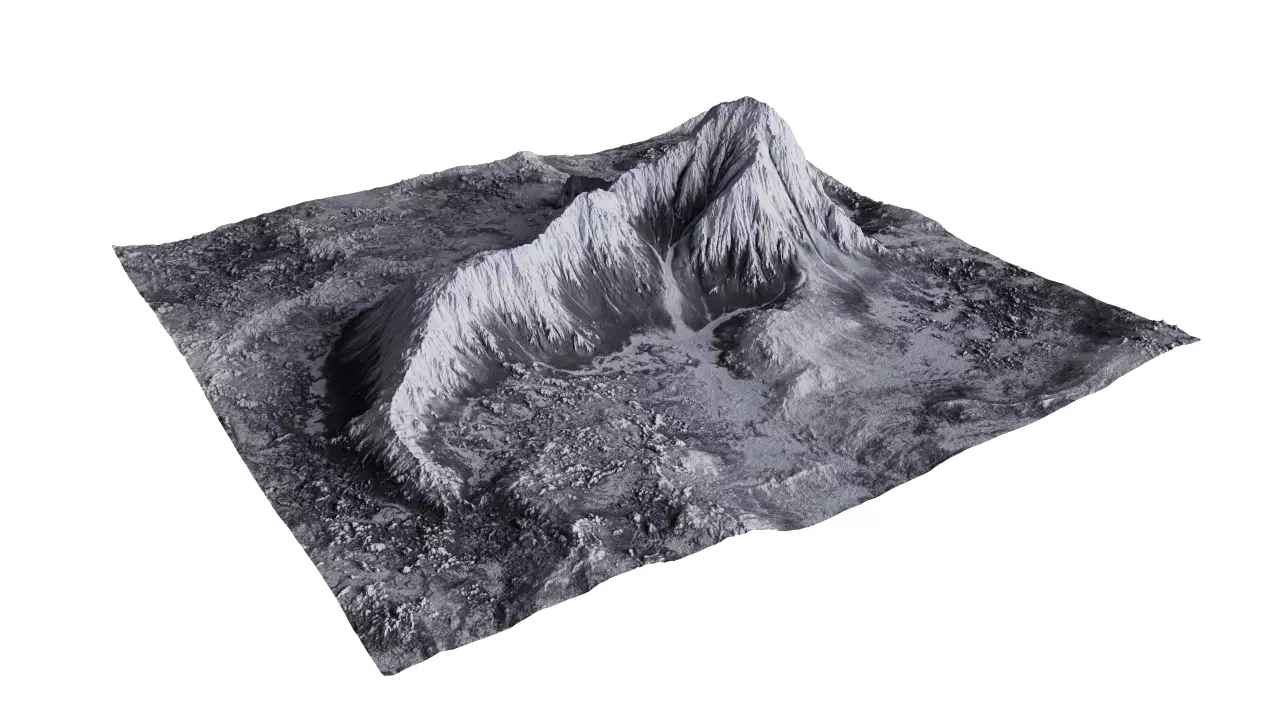 Rugged mountainous and snowy terrain 3D model