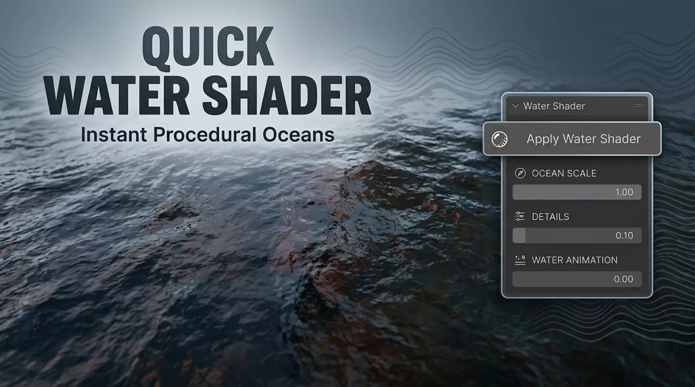 Quick Water Shader Addon for Blender 3D model