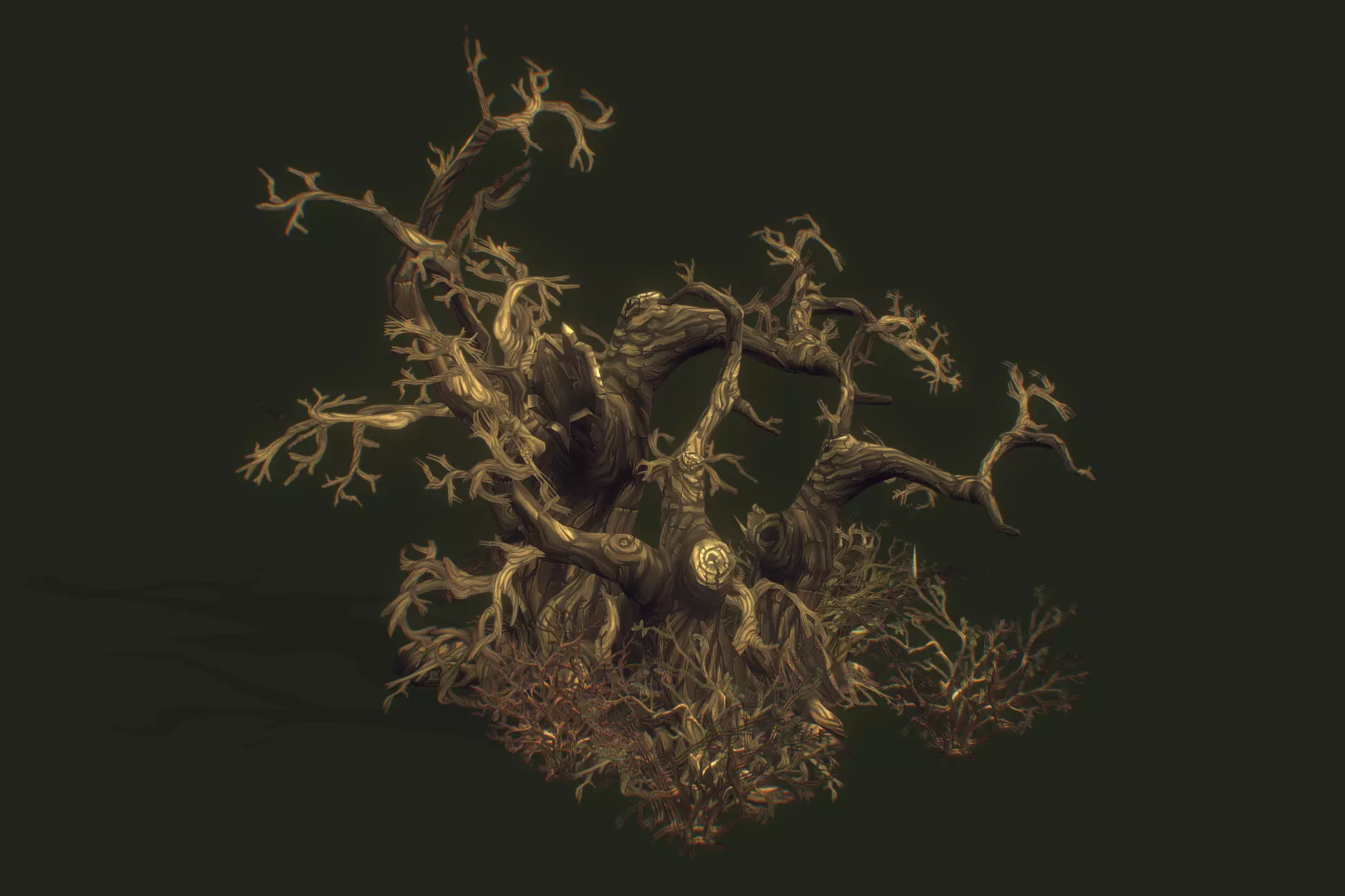 Dead Tree Set - Low Poly Hand Painted Low-poly 3D model_0