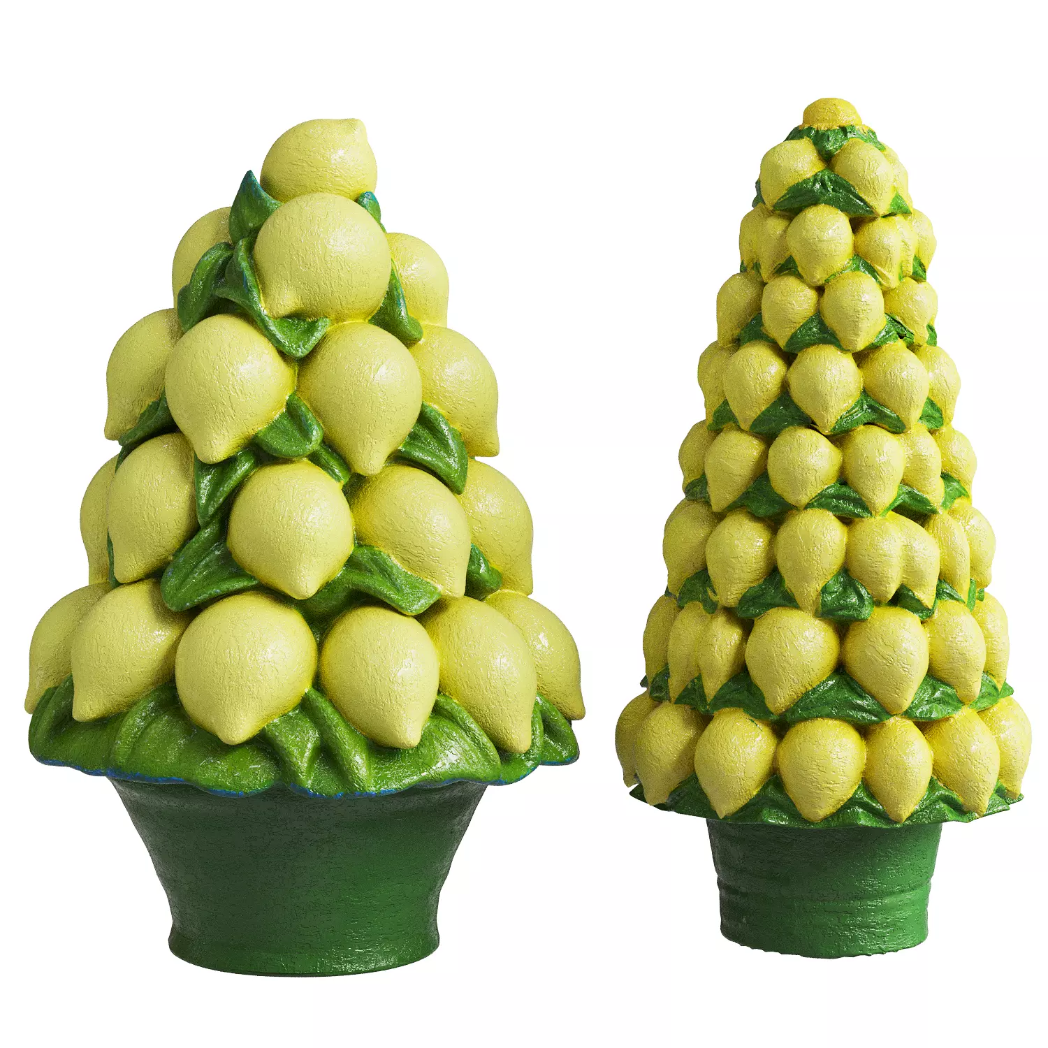Lemons 1 - Mediterranean Ceramic Lemon Tree Set Low-poly 3D model