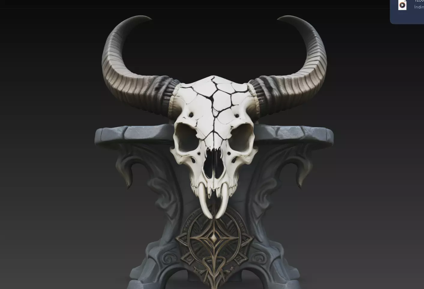 Cracked Demon Skull Gothic Altar Statue STL 3D Print Model 3D print model