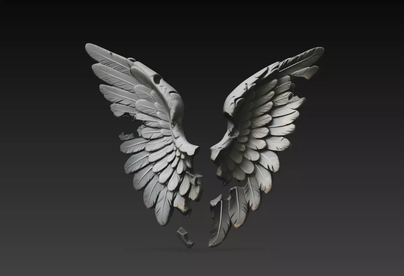 Fallen Angel Broken Wings Gothic STL Print Model 3D print model