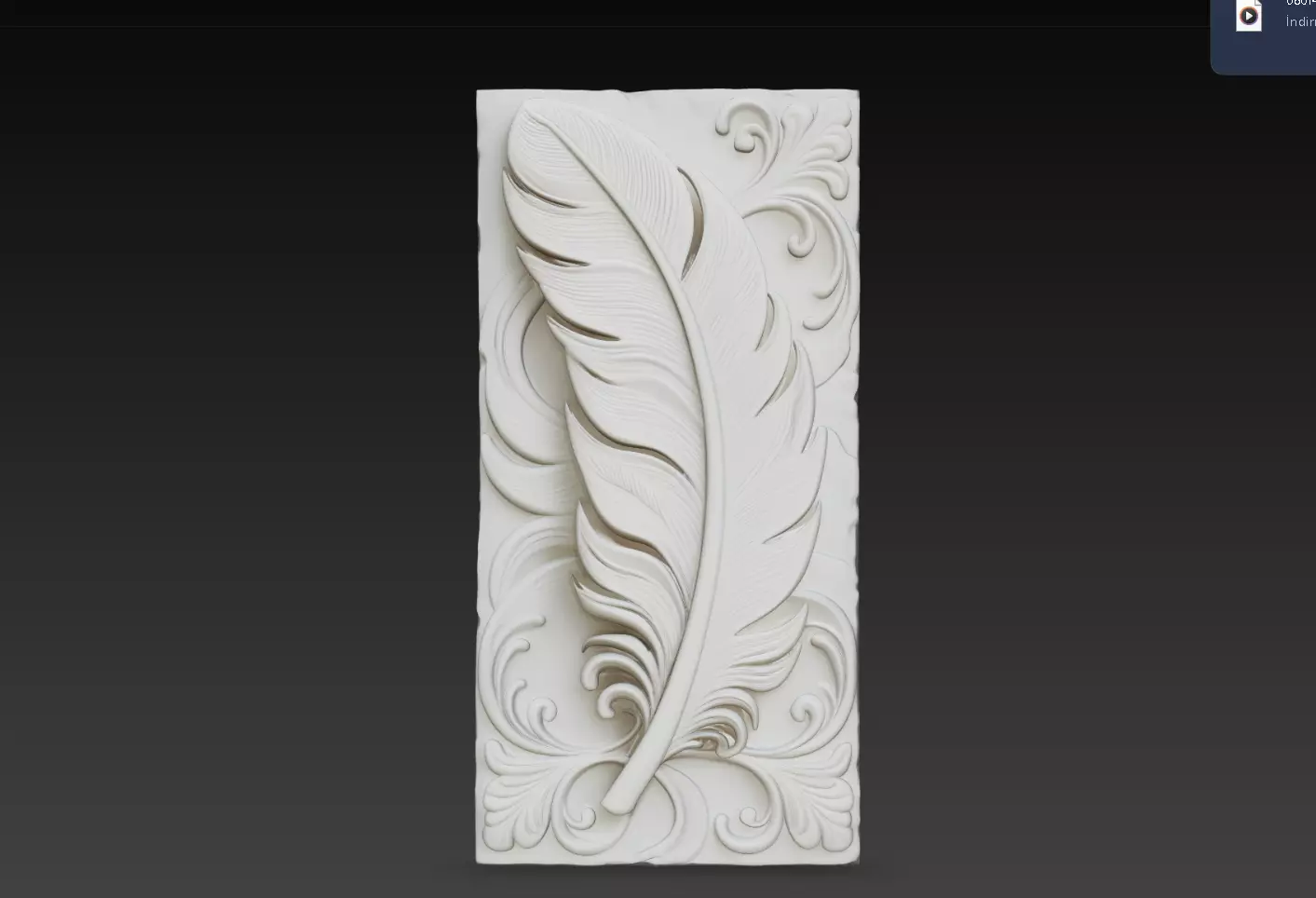 Raised Feather Floral Wall Panel STL Print Model 3D print model