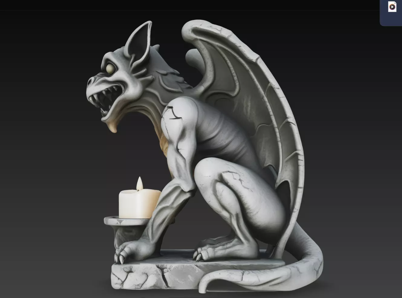 Bat Wing Gargoyle Candle Guardian STL Print Model 3D print model