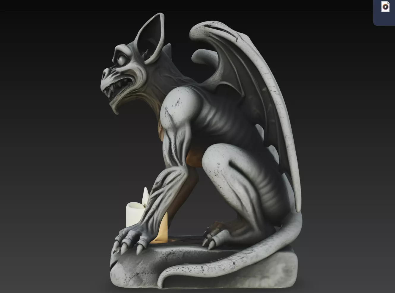 Side View Winged Gargoyle Candle Holder STL Print Model 3D print model