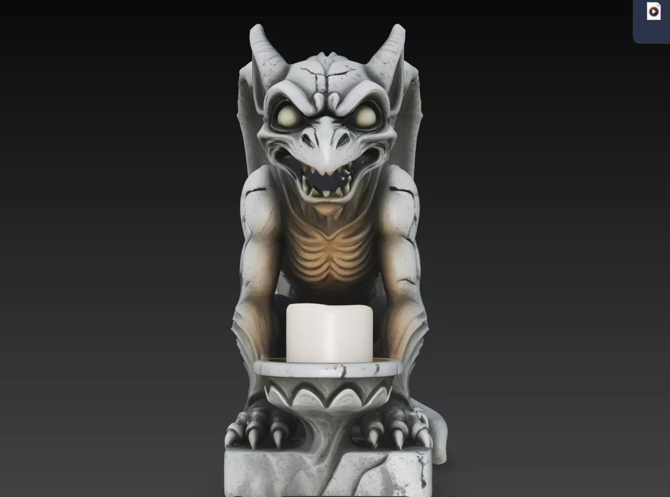 Horned Gargoyle Candle Shrine Statue STL Print Model 3D print model