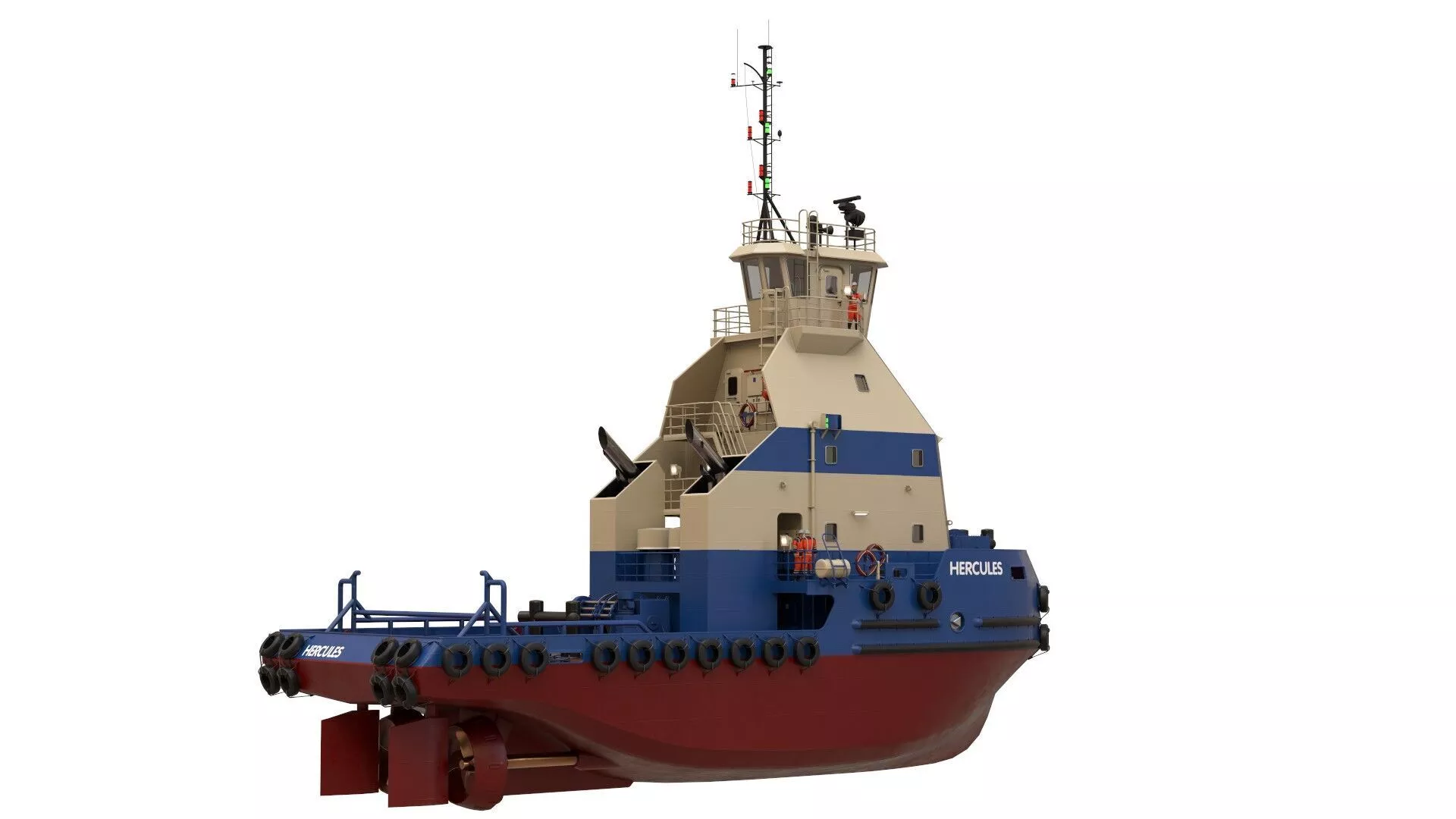 Articulated tug boat Blue 3D model
