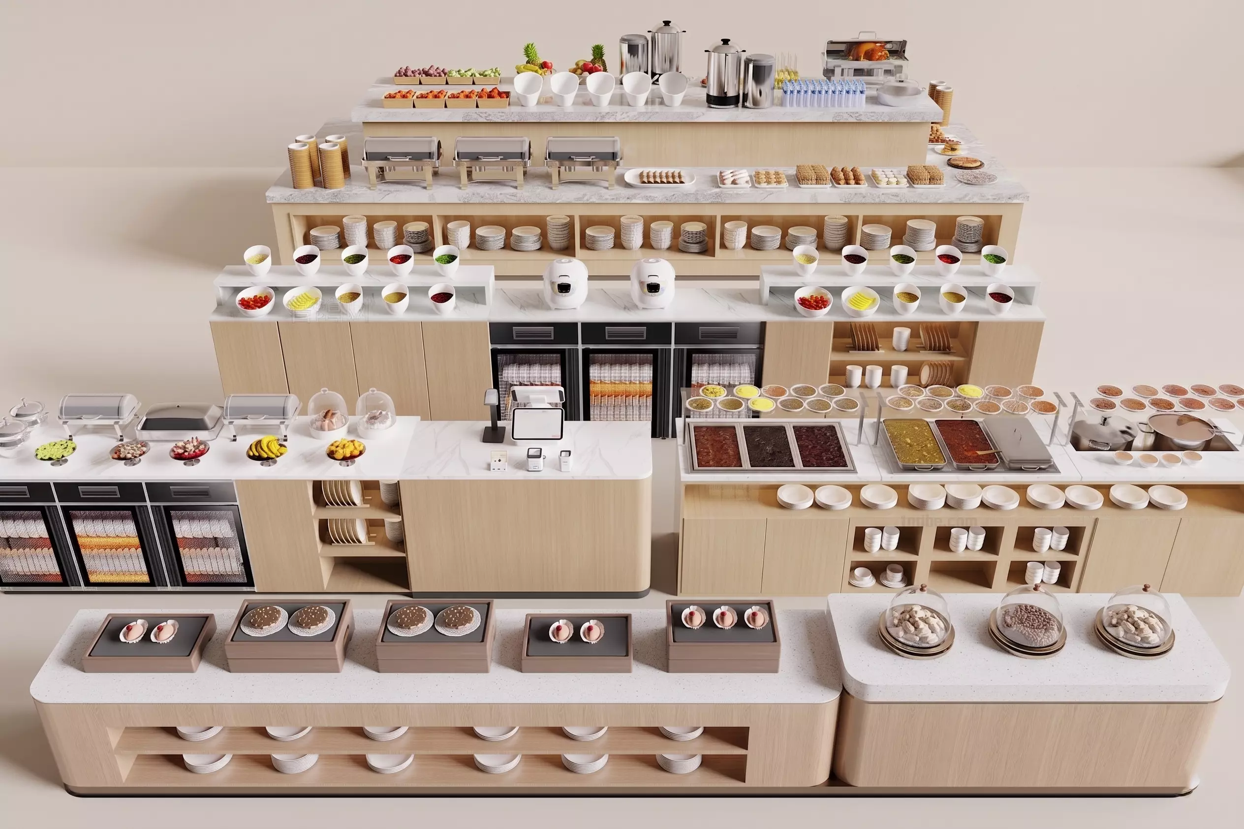 Modern Self-Service Buffet Counter 3D model