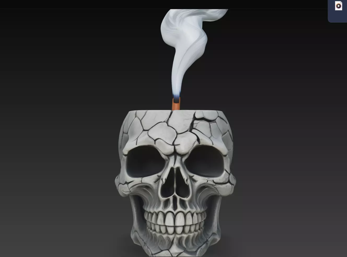 Cracked Skull Incense Burner Gothic STL Print Model 3D print model