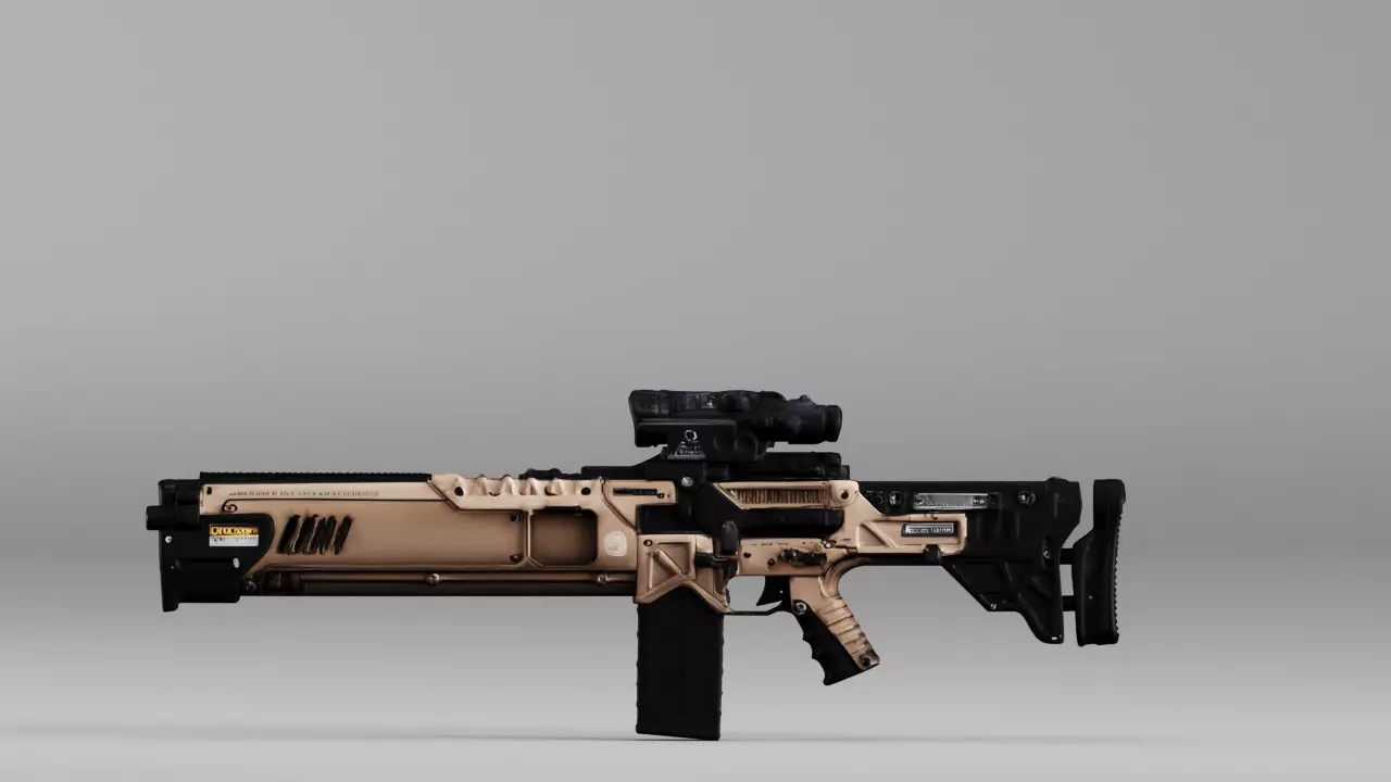 S00185 Tactical Desert Marksman Rifle with Scope 3D Model Low-poly 3D model