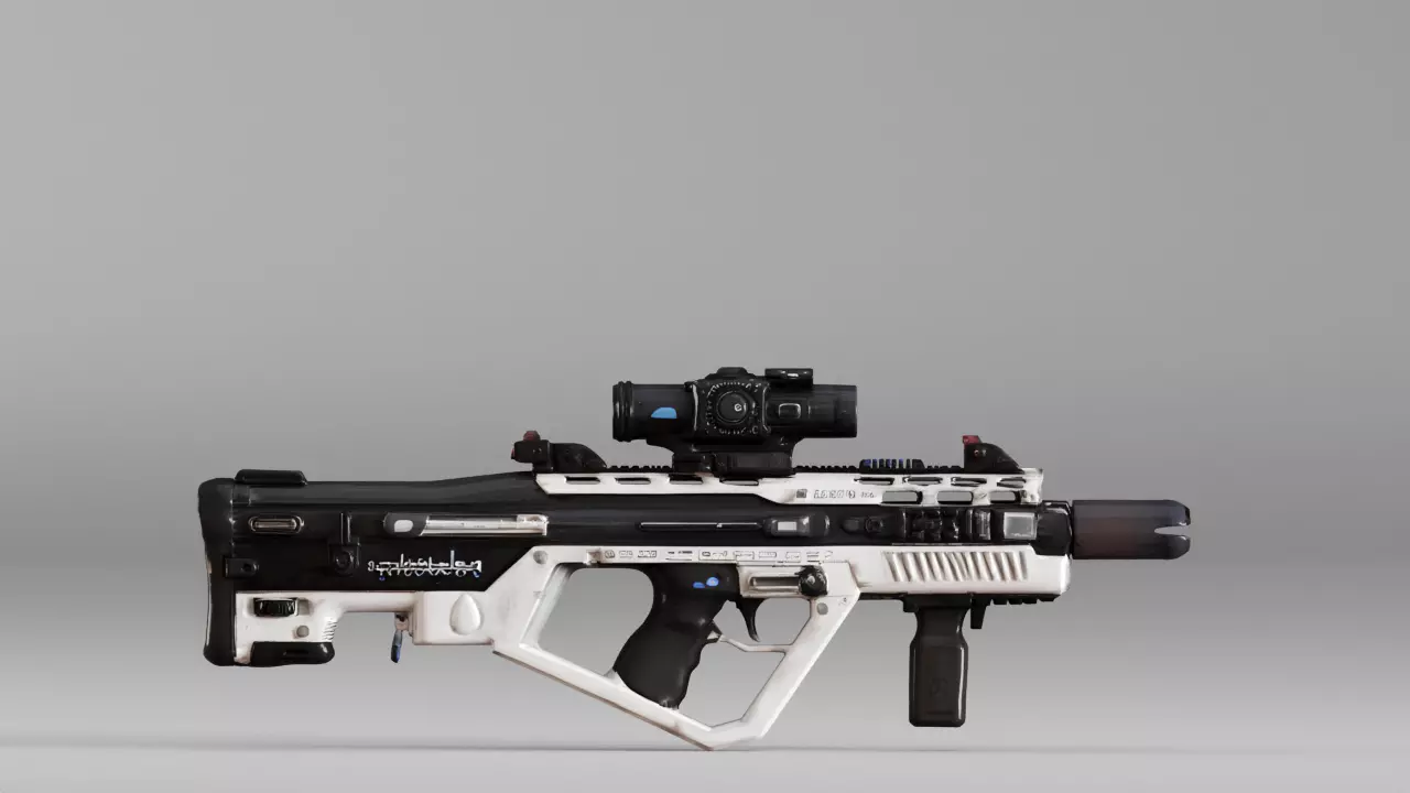 S00184 Futuristic Bullpup Assault Rifle with Optics 3D Model Low-poly 3D model