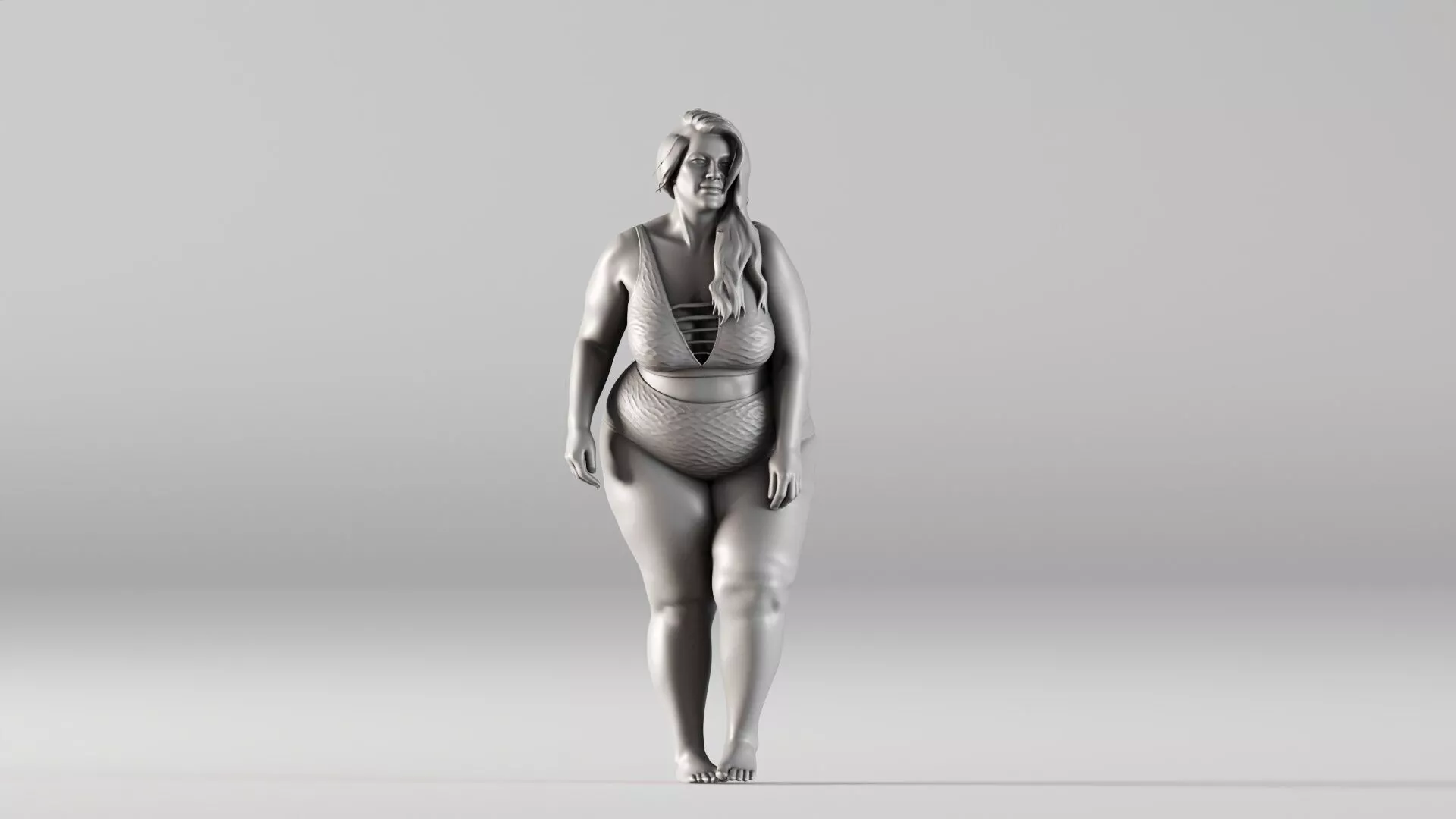 S00120 Plus Size Female Character Walking Pose 3D Model 3D model