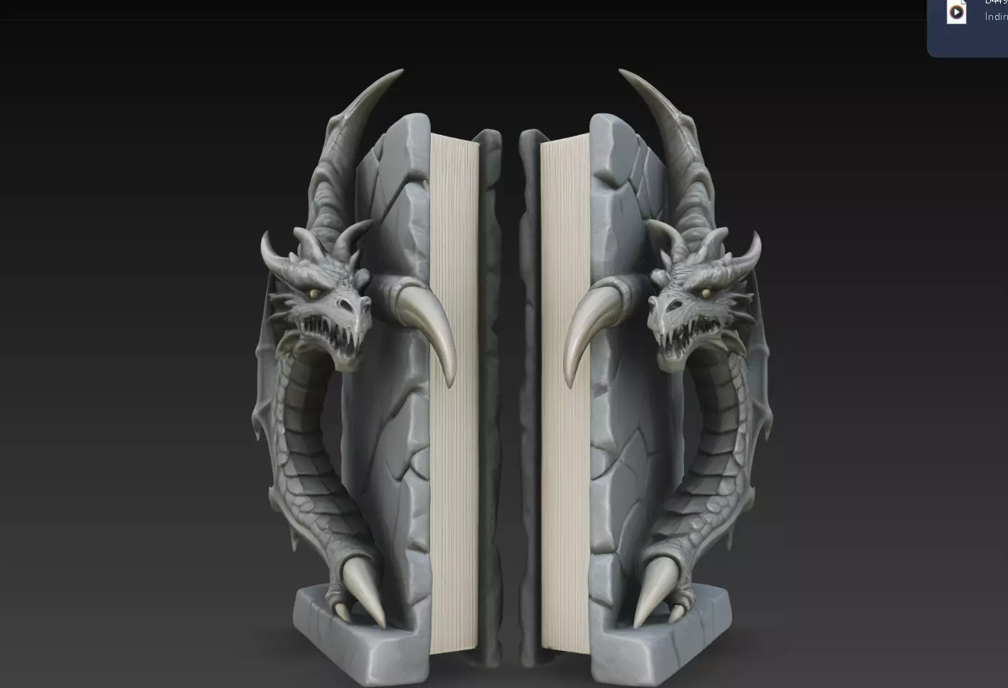 Roaring Dragon Book Holder Pair Fantasy Decor STL Print Model 3D print model
