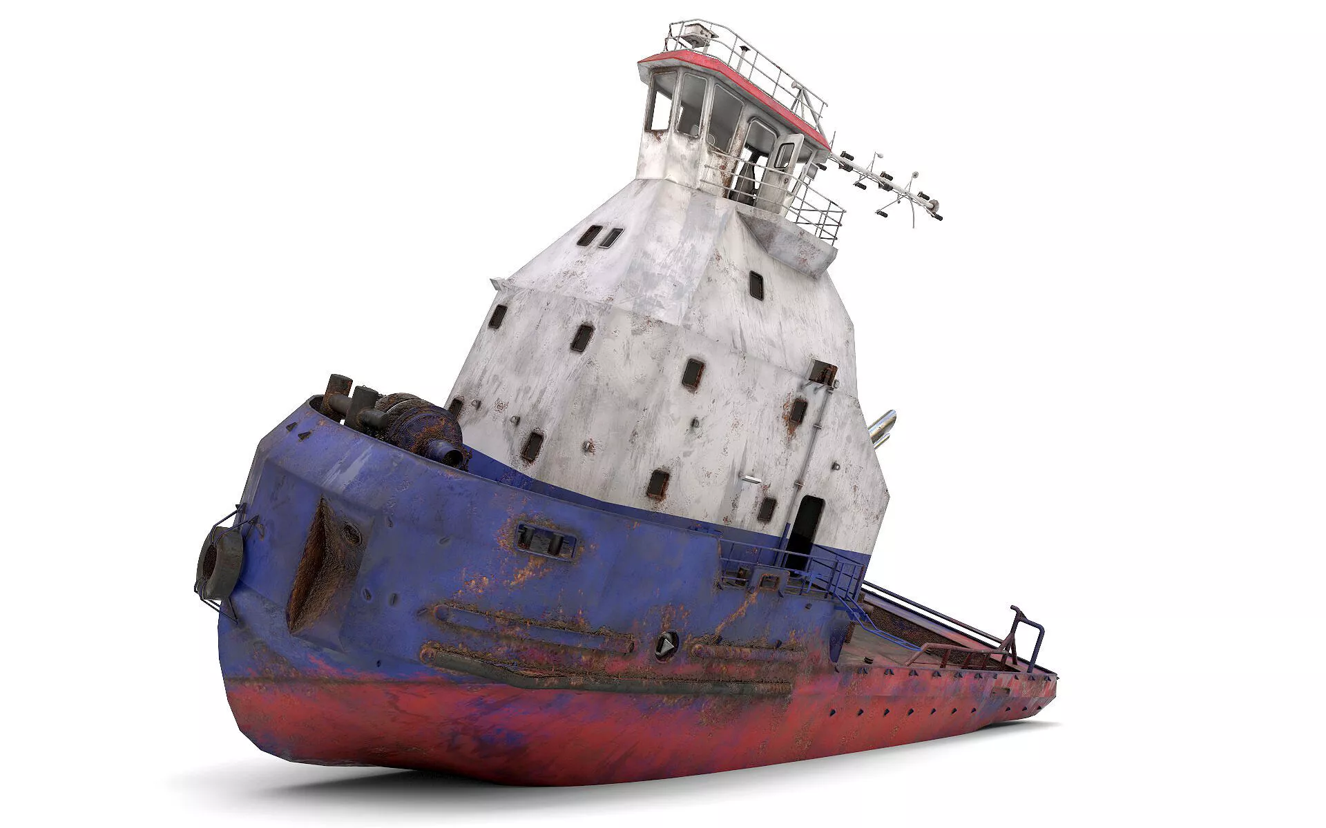 Articulated tug boat Wreck 3D model