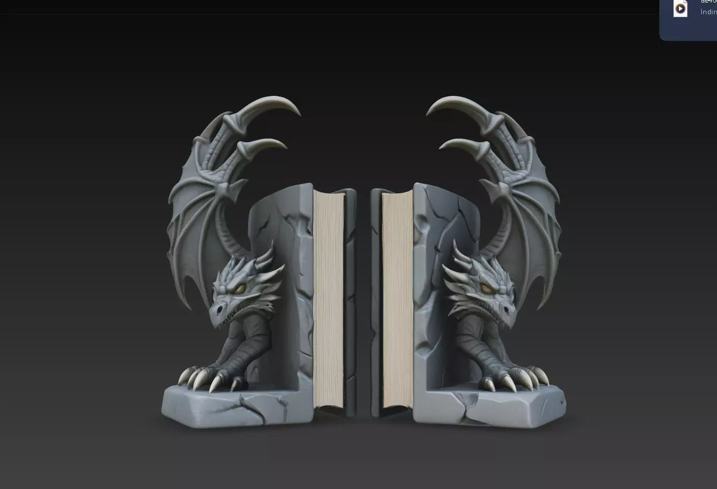 Stone Dragon Bookends Gothic Shelf Decor STL Print Model 3D print model