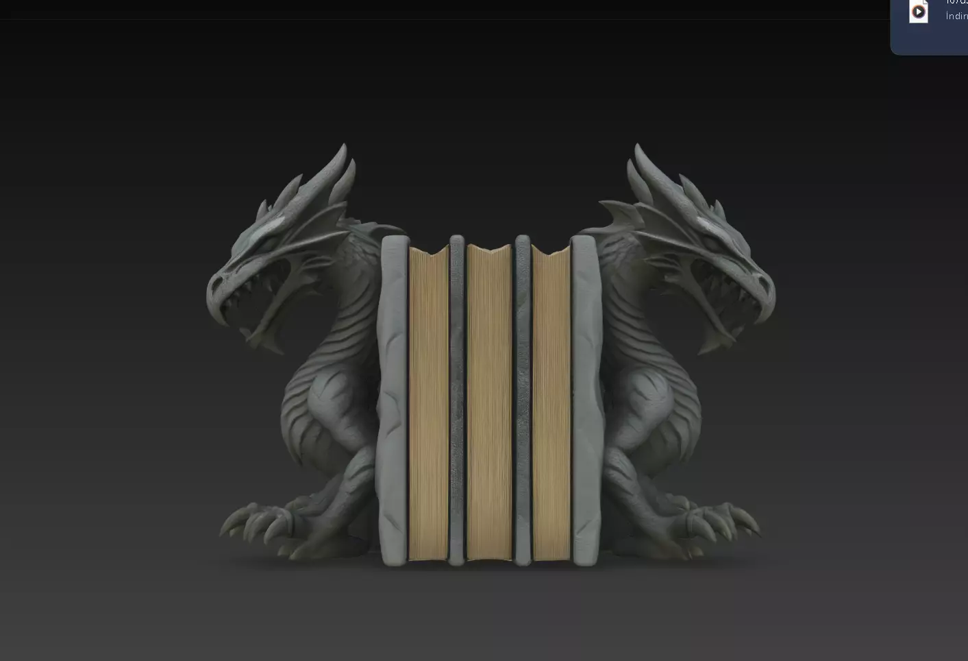 Twin Dragon Bookends Fantasy Bookshelf Decor STL Print Model 3D print model