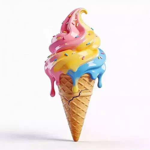 Stylized 3D Melting Ice Cream Cone