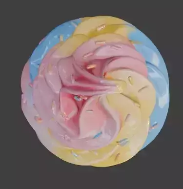 Stylized 3D Melting Ice Cream Cone Low-poly 3D model 6