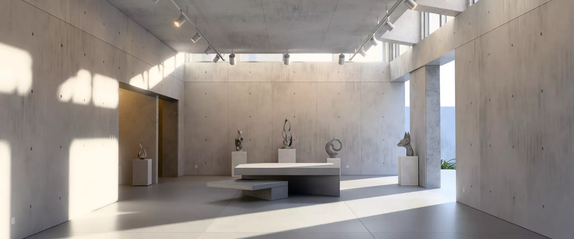 Free Brutalist Concrete Art Gallery Free 3D model