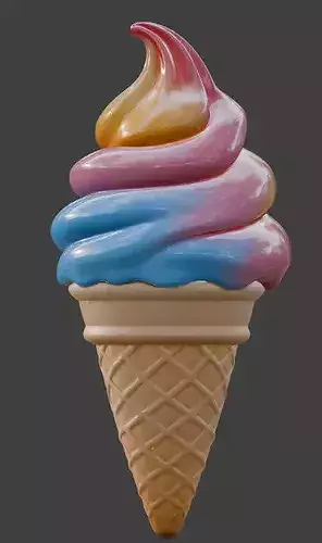 Stylized 3D Rainbow Swirl Ice Cream Model Low-poly 3D model 5