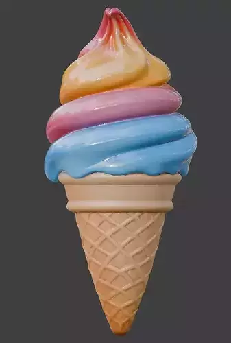 Stylized 3D Rainbow Swirl Ice Cream Model Low-poly 3D model 6