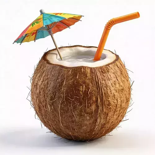 Stylized 3D Island Coconut Cocktail Model