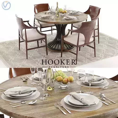 Hooker Cinch round table and Jens chairs