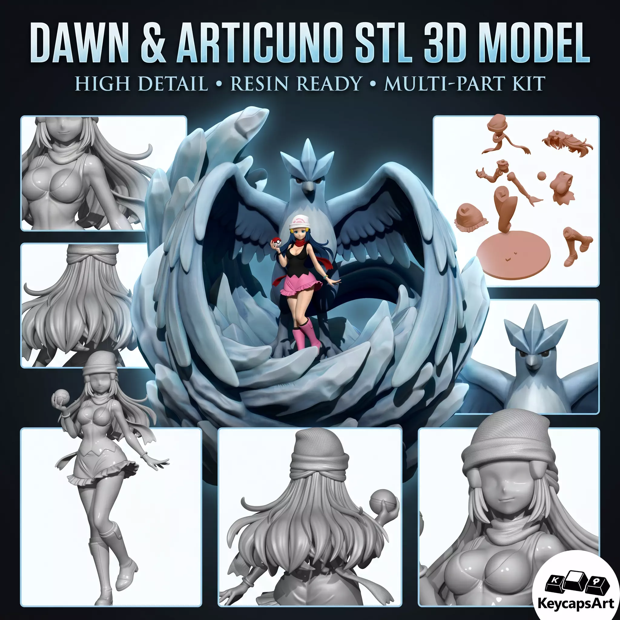 Dawn Articuno STL 3D Print Model 3D print model