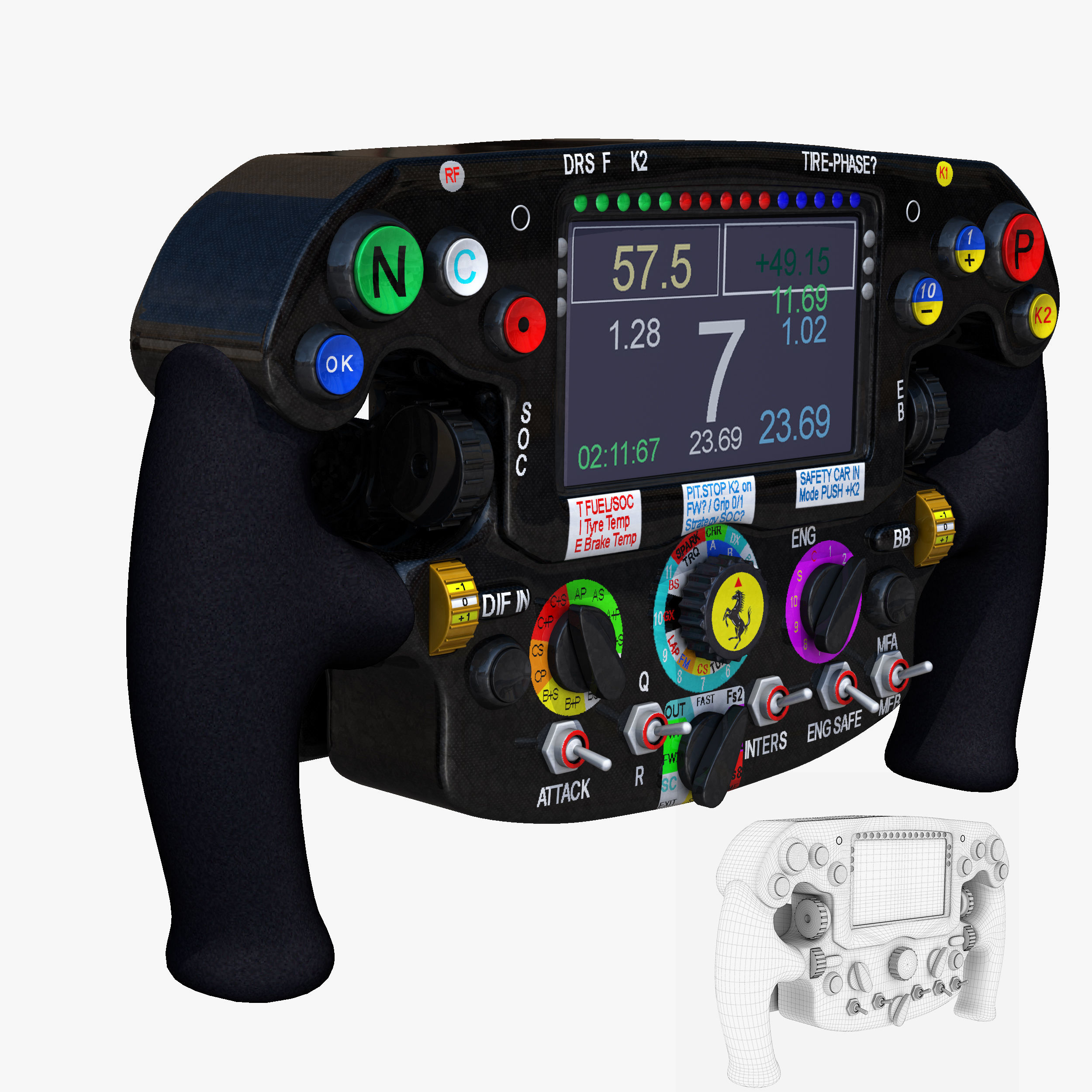 SF16H Steering Wheel Low-poly 3D model_4