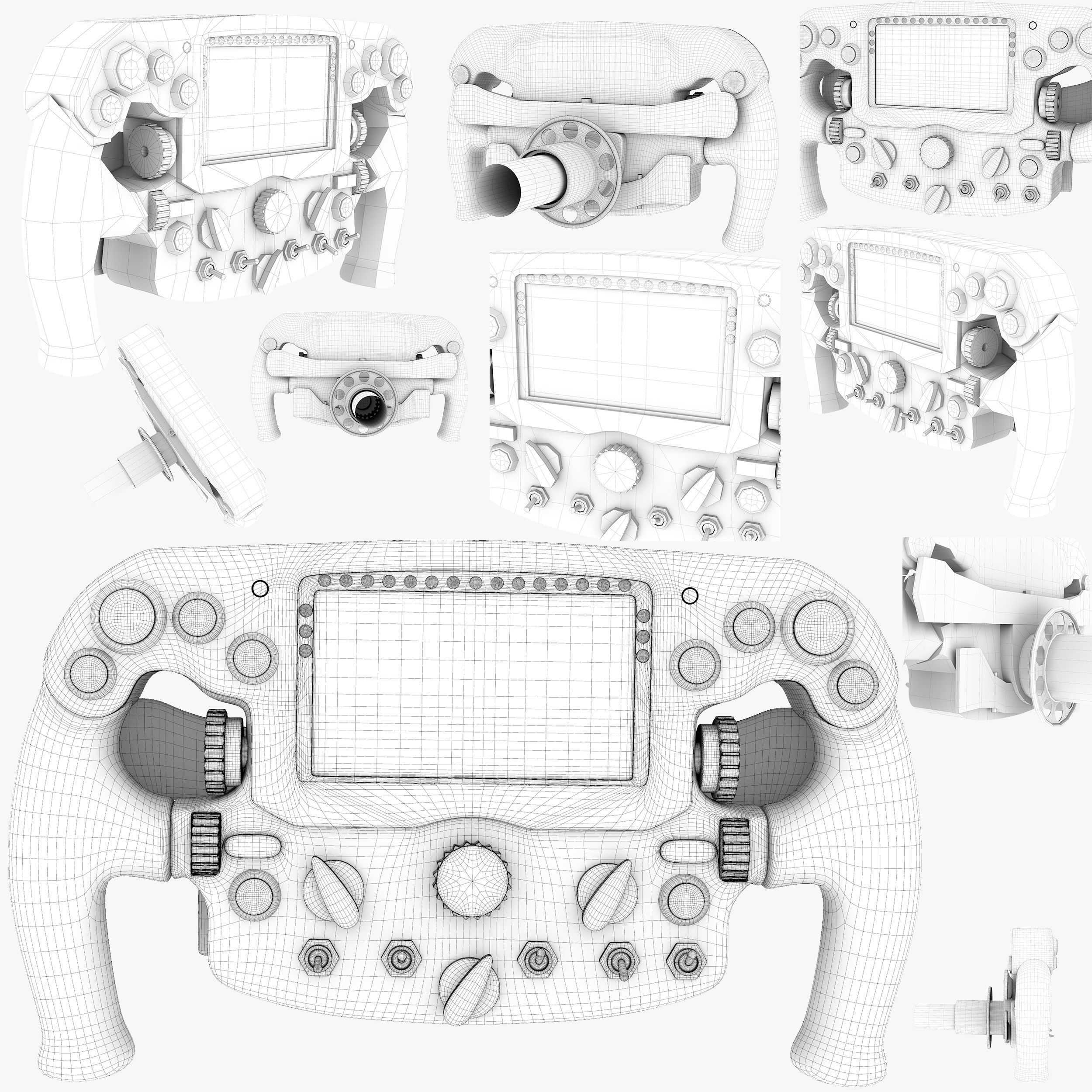 SF16H Steering Wheel Low-poly 3D model_9