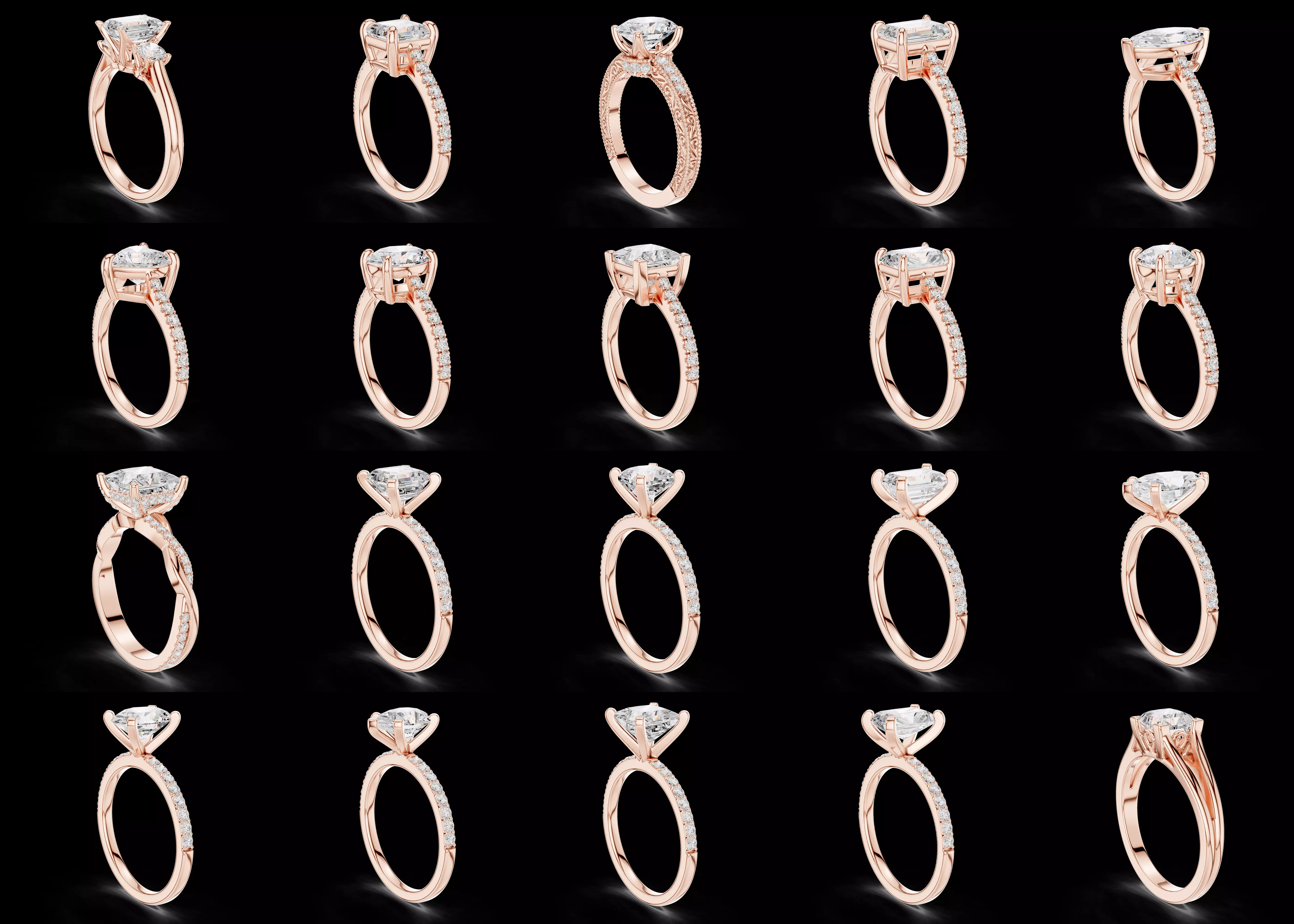 20 Elegant Solitaire Ring STL 3DM Jewelry CAD Collection 3D print model