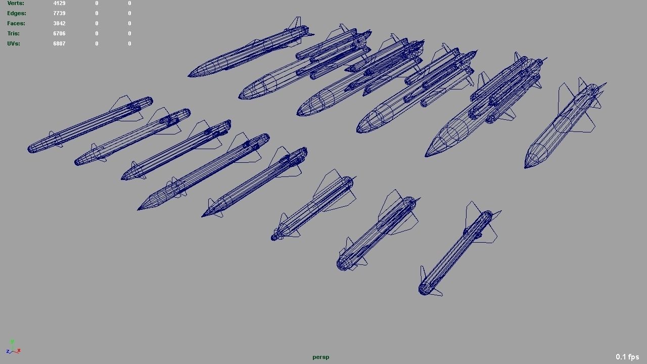 USSR rockets pack Low-poly 3D model_1