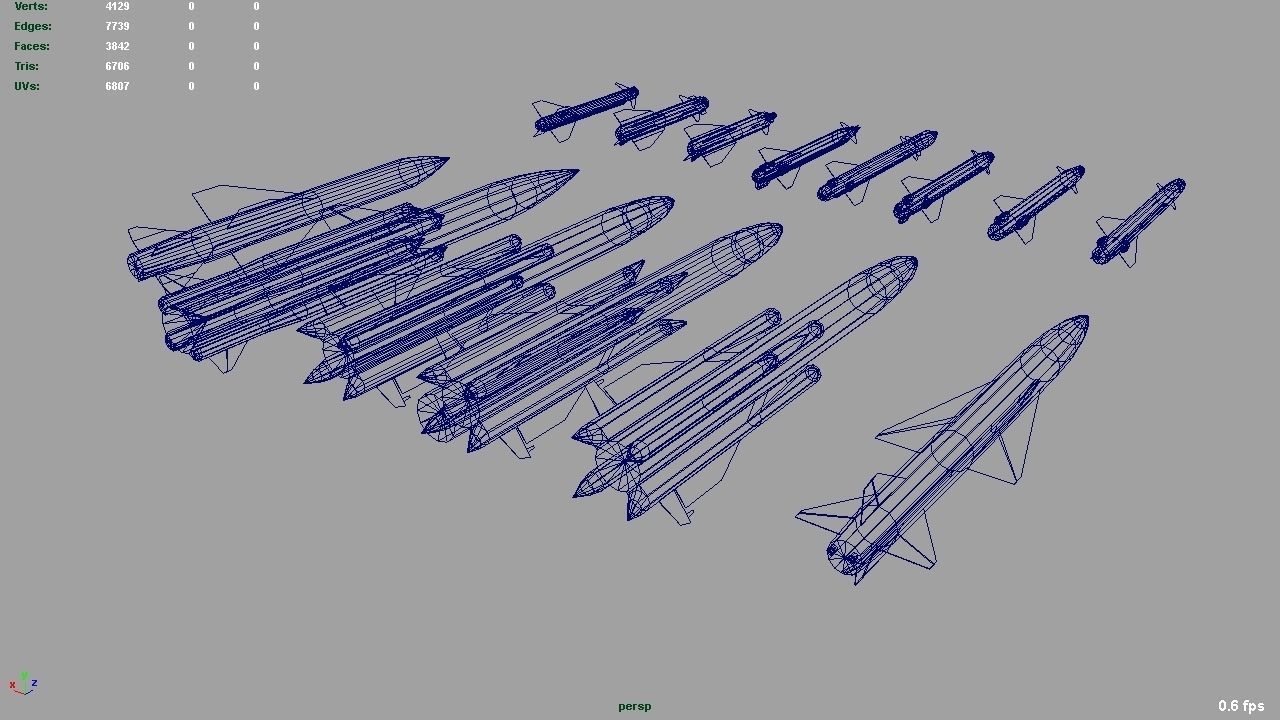 USSR rockets pack Low-poly 3D model_7