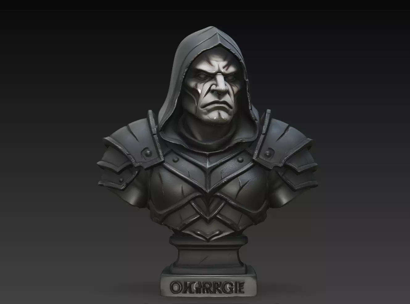 Grim Ogre Hooded Raider Dark Armor Bust STL Print Model 3D print model