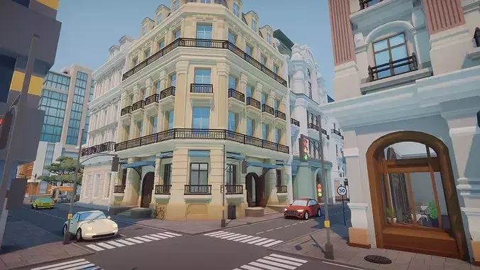 Low Poly Euro City Low-poly 3D model 2