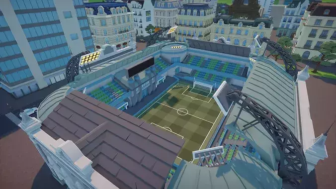 Low Poly Euro City Low-poly 3D model 7