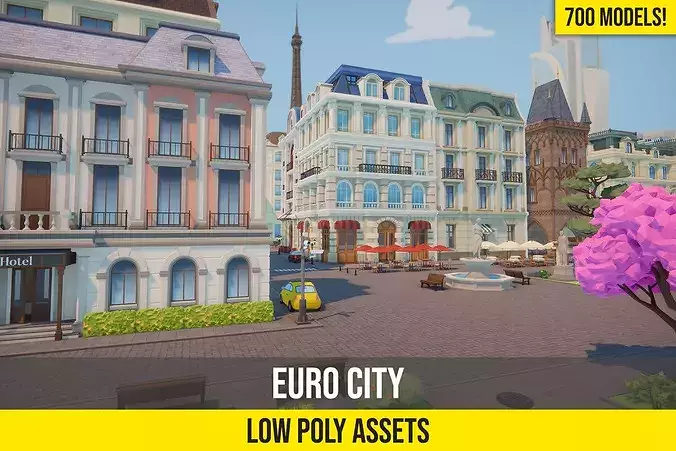 Low Poly Euro City Low-poly 3D model