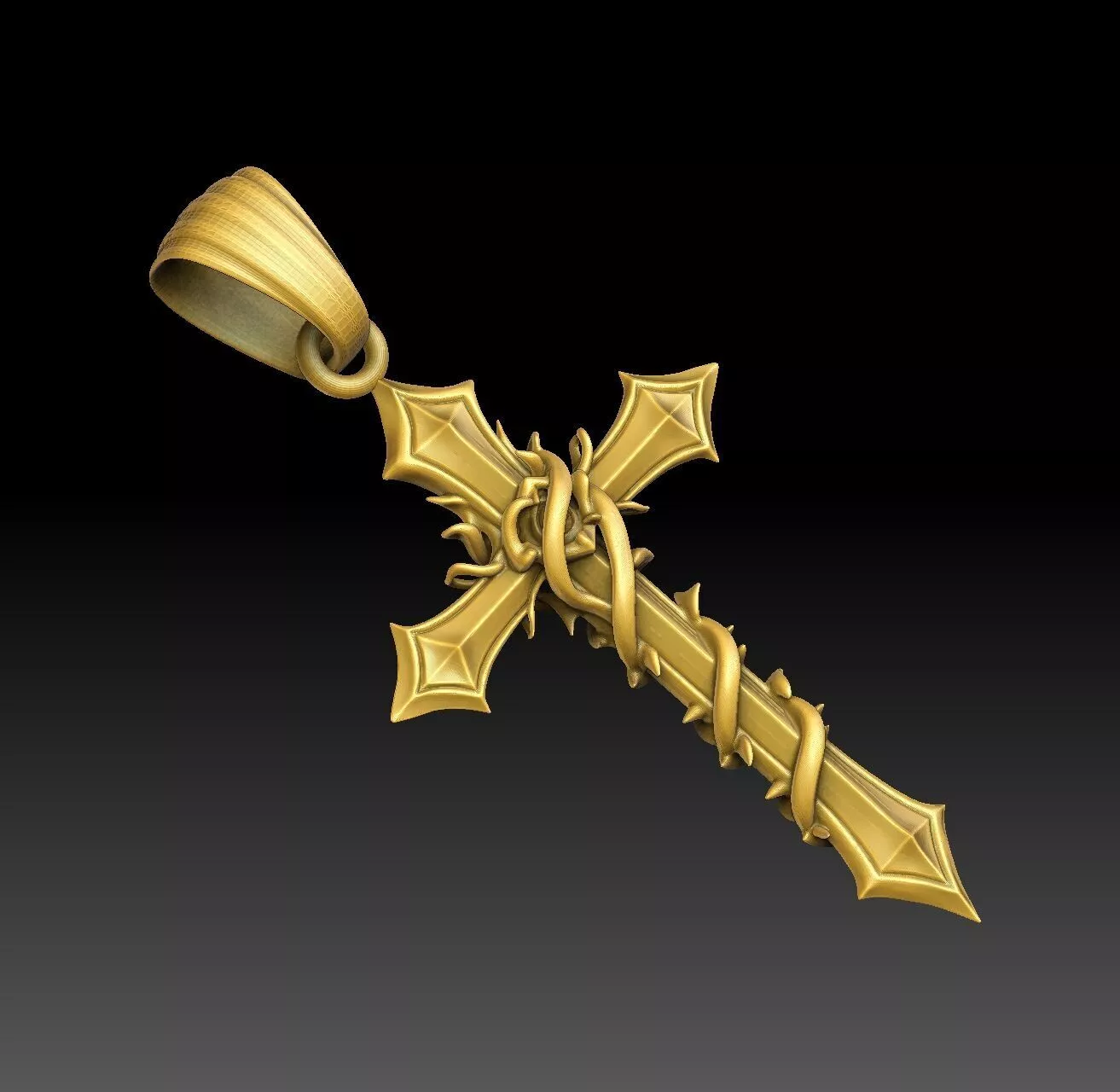 Shadow Thorn Cross - one inch pendant Free 3D print model