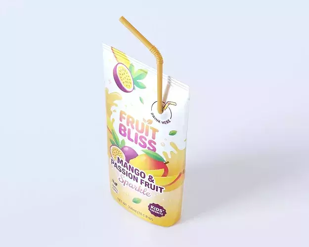 Juice Pouch Packaging 3D model 4