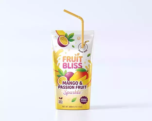 Juice Pouch Packaging 3D model