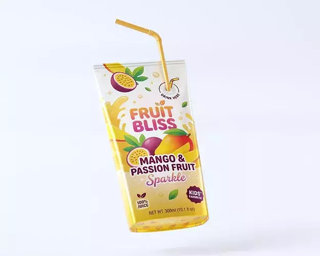 Juice Pouch Packaging 3D model 2