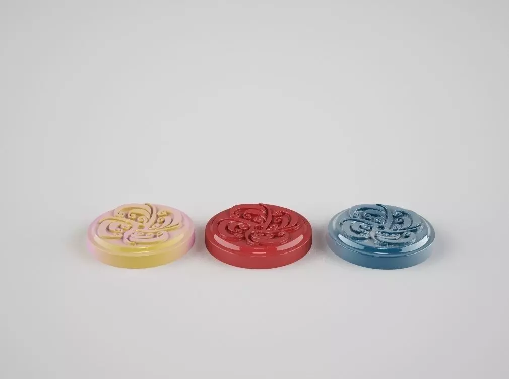 checkers2 set of three different colored wax seals 3D print model_0