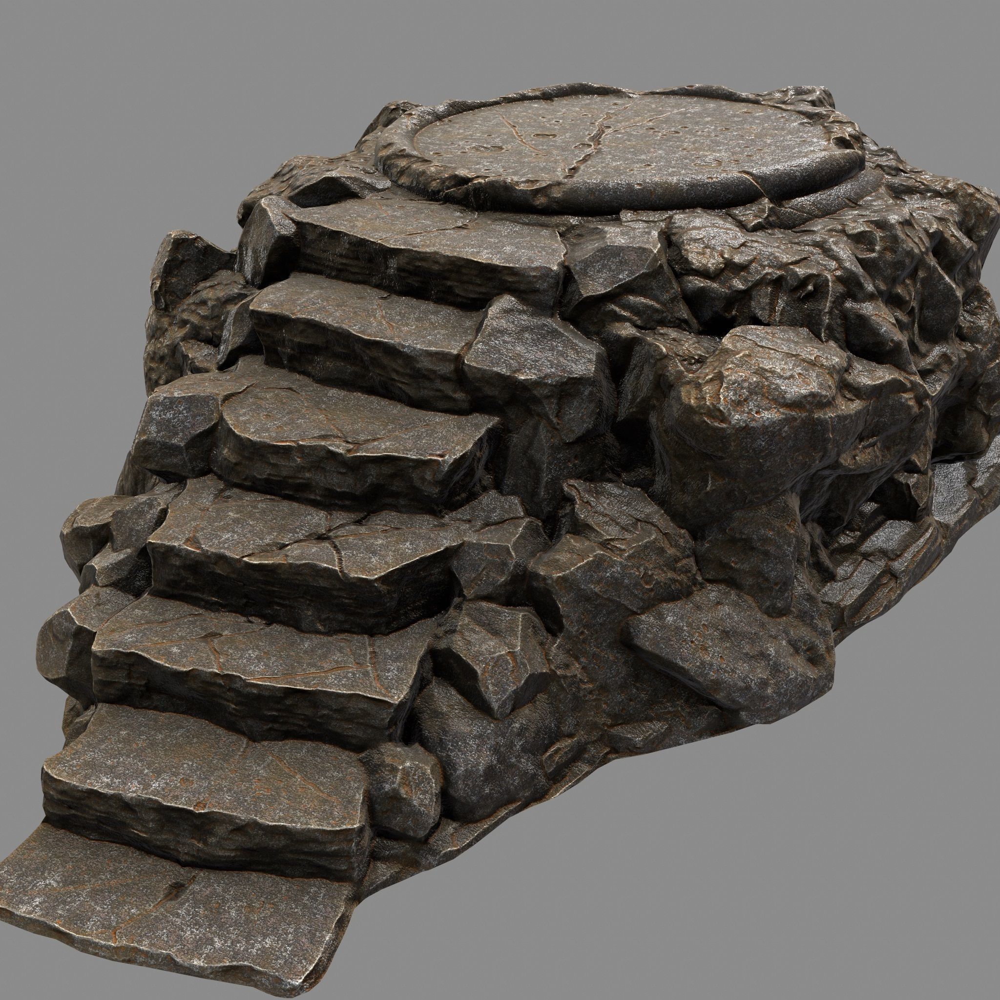 Temple rock with steps Low-poly 3D model_4