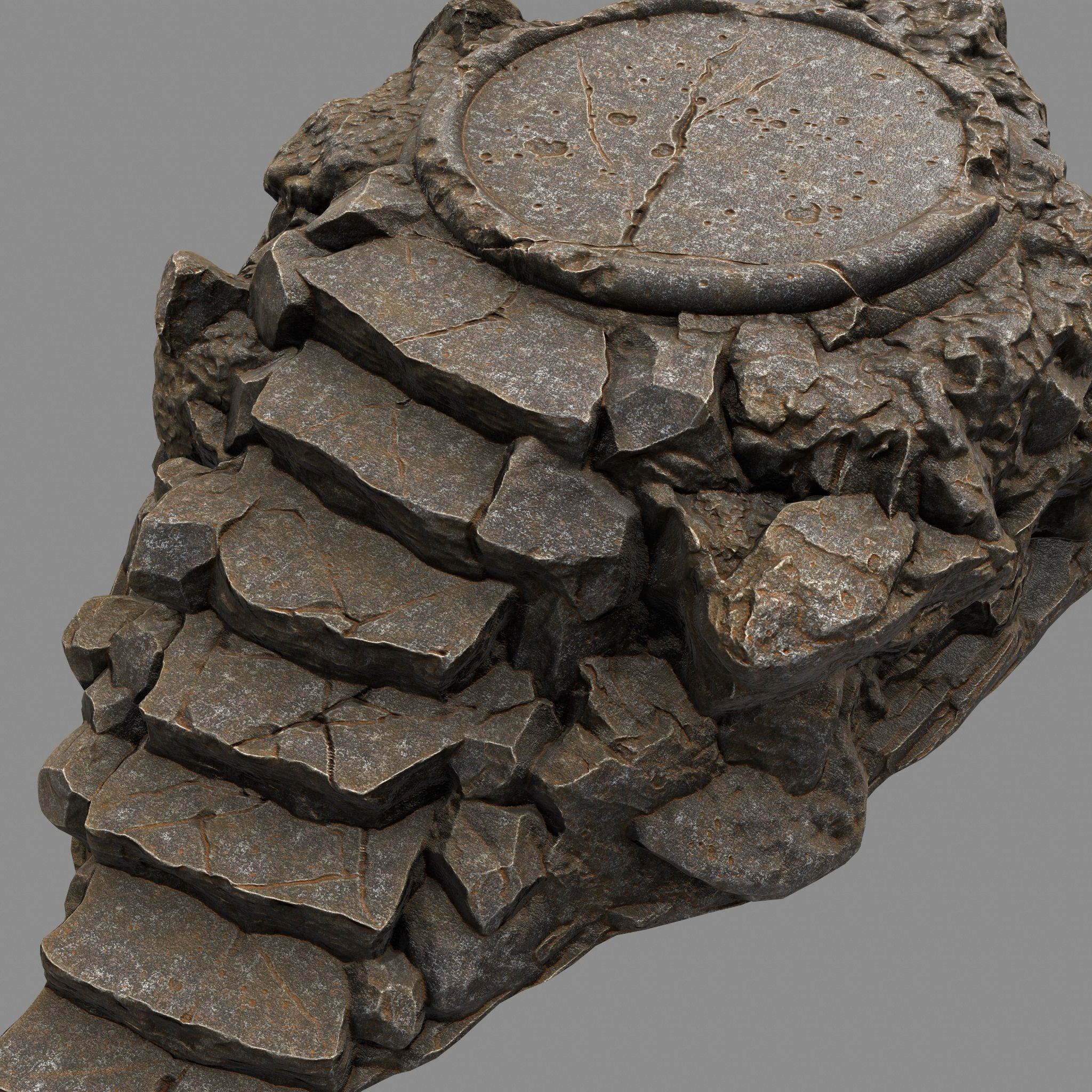 Temple rock with steps Low-poly 3D model_6