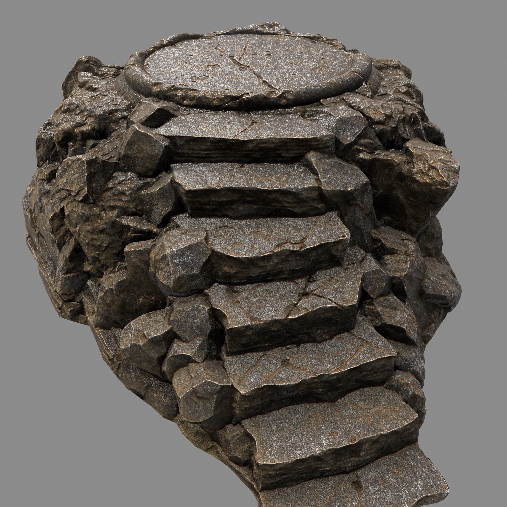 Temple rock with steps Low-poly 3D model_2