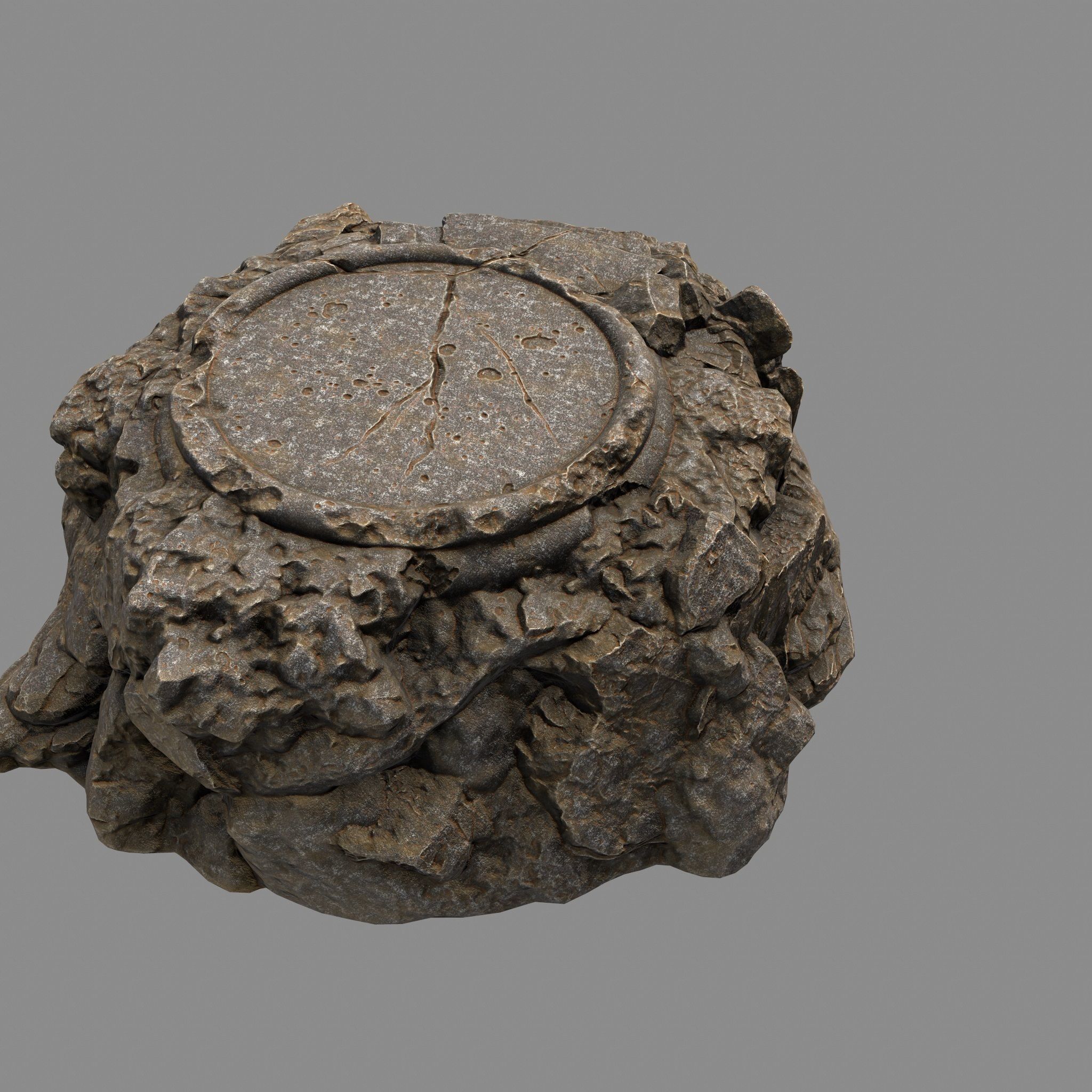 Temple rock with steps Low-poly 3D model_10