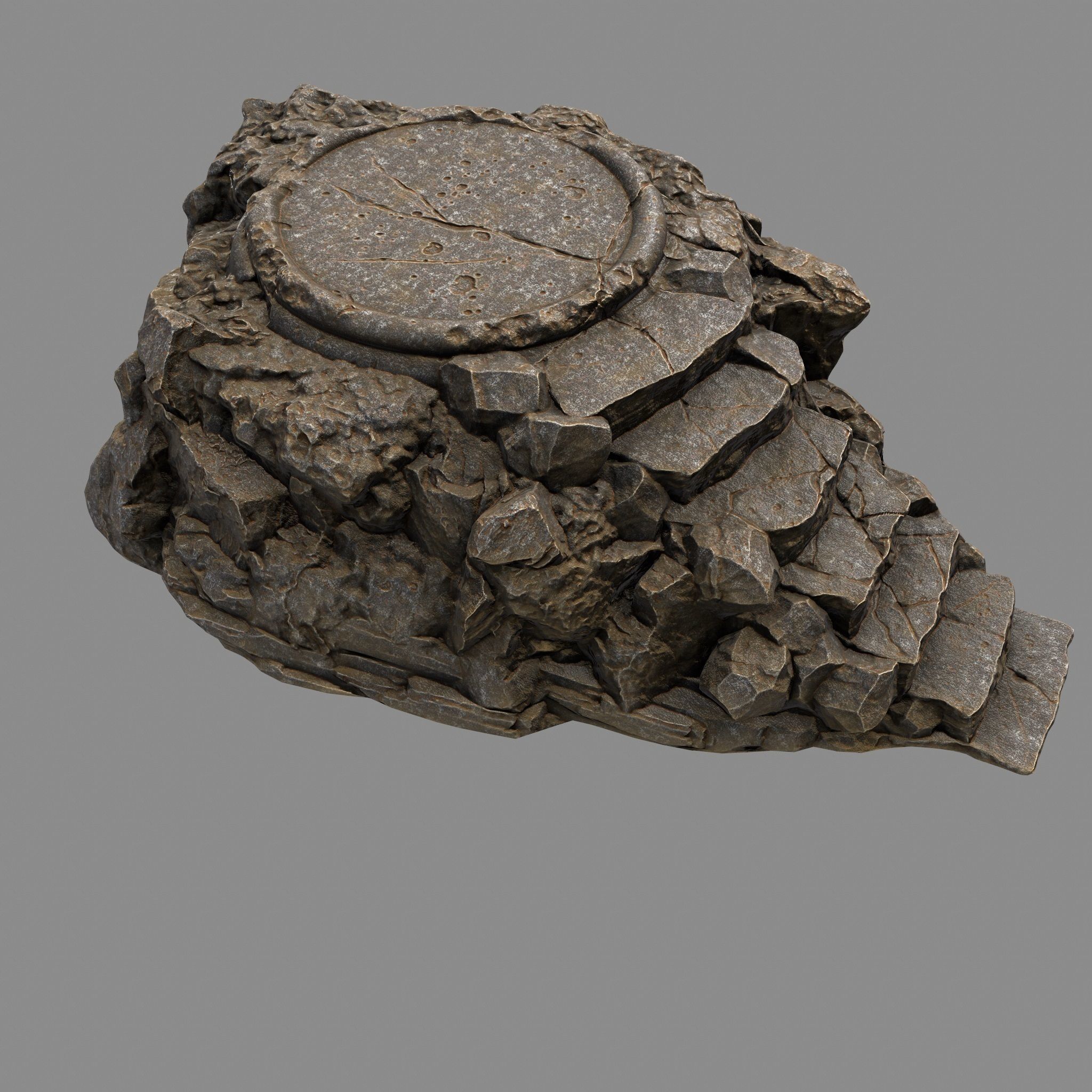 Temple rock with steps Low-poly 3D model_5