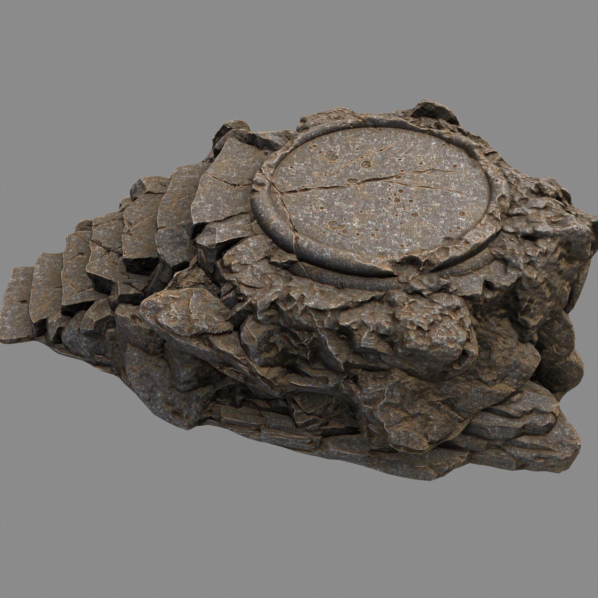 Temple rock with steps Low-poly 3D model_9